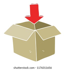 flat color illustration of box with arrow download storage symbol