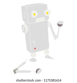 flat color illustration of broken robot