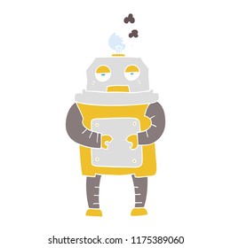 ilustración de color plano del robot roto