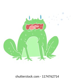 flat color illustration of burping frog