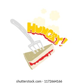 flat color illustration of cake with fork