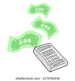 flat color illustration of calculator counting money
