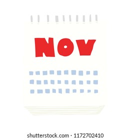 flat color illustration of calendar showing month of November