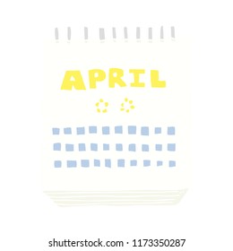 flat color illustration of calendar showing month of April