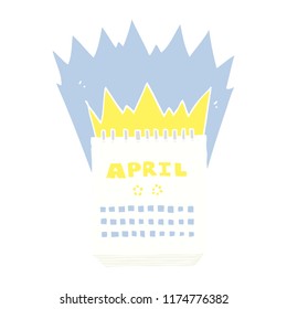 flat color illustration of calendar showing month of April