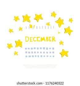flat color illustration of calendar showing month of December