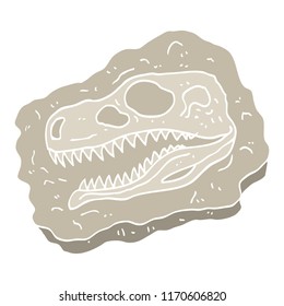 flat color illustration cartoon ancient fossil