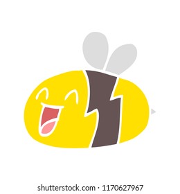 flat color illustration cartoon bee