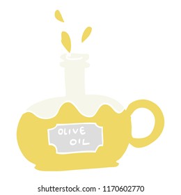 flat color illustration cartoon bottle of oilve oil