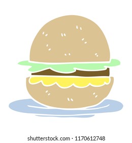 flat color illustration cartoon burger