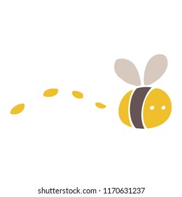 flat color illustration cartoon buzzing bee
