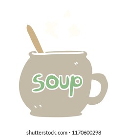 flat color illustration cartoon cup of soup
