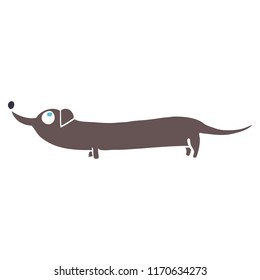 flat color illustration cartoon dachshund