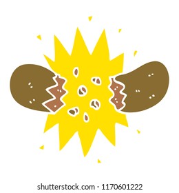 ilustração de cor plana desenho animado salsicha explosiva