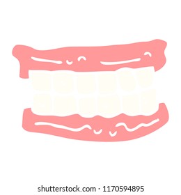 flat color illustration cartoon false teeth