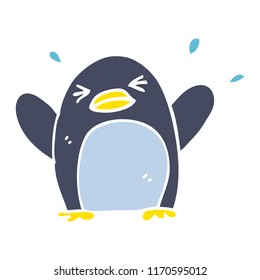ilustración de color plano dibujos animados con aleteo de pingüino