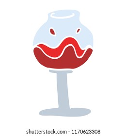 flat color illustration cartoon glass of wine