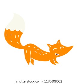 flat color illustration cartoon happy fox