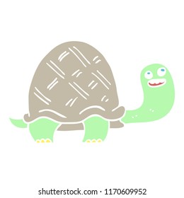 flat color illustration cartoon happy turtle