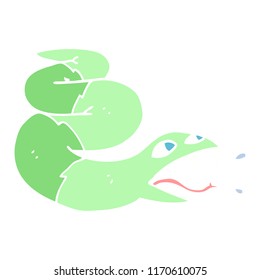 flat color illustration cartoon hissing snake