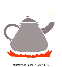 ilustração de cor plana desenho animado chaleira no fogão