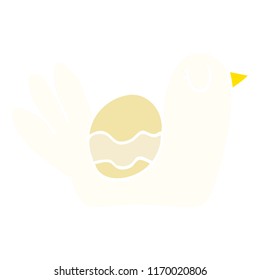 flat color illustration cartoon nesting bird