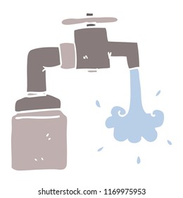 flat color illustration cartoon running faucet