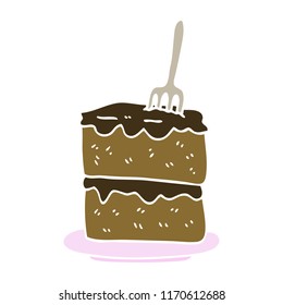 flat color illustration cartoon slice of cake