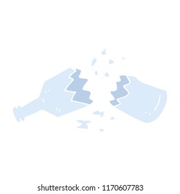 flat color illustration cartoon  smashed glass bottle