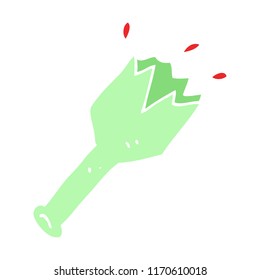 flat color illustration cartoon  smashed glass bottle