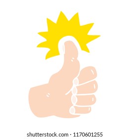 flat color illustration cartoon thumbs up symbol