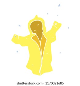flat color illustration cartoon wet rain coat