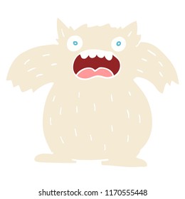 flat color illustration cartoon yeti monster