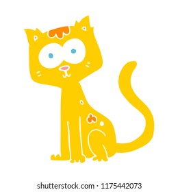 ilustración de color plano del gato 