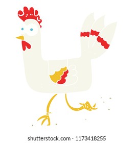 flat color illustration of chicken running