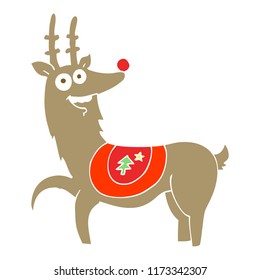 flat color illustration of christmas reindeer