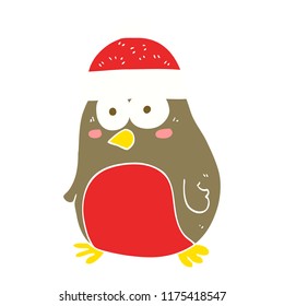 flat color illustration of christmas robin