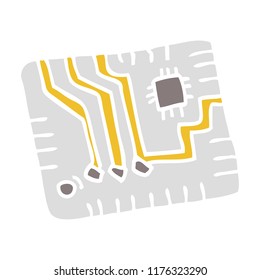 flat color illustration of computer circuitboard