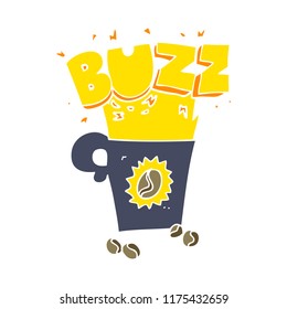 flat color illustration of crazy powerful coffee