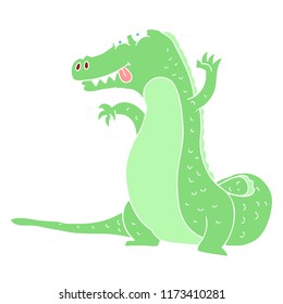 flat color illustration of crocodile