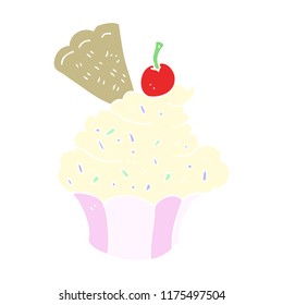 ilustración de color plano de cupcake