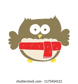 flat color illustration of cute owl