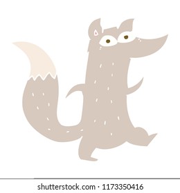 flat color illustration of cute wolf