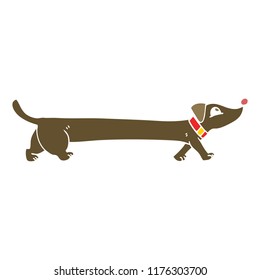 flat color illustration of dachshund