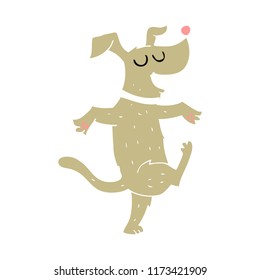 flat color illustration of dancing dog