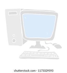 flat color illustration of desktop computer