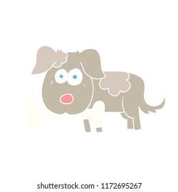 flat color illustration of dog with bone