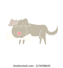 flat color illustration of dog with bone