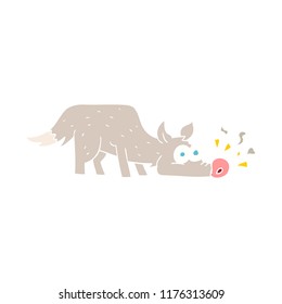 flat color illustration of dog sniffing 