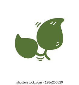 flat color illustration of doodle leaf